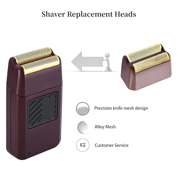 2 Pack Professional 5 Star Series Finale Shaver Replacement Foil and Cutter Bar Assembly Compatible with wahl Shaver Foil 7031-100, 7043-100 Super Close Shaving Replacement Heads，Red