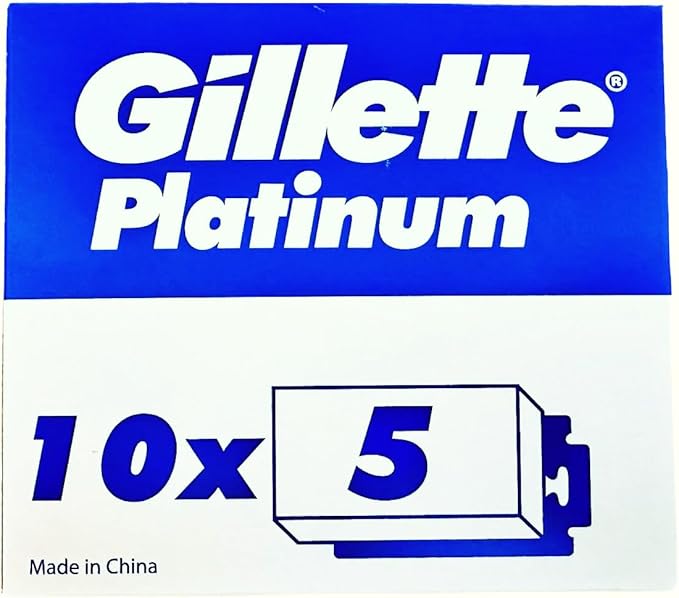 Gillette Double Edge Platinum Safety Razor Blades for Men, Pack of 50 Stainless Steel Refill Blades