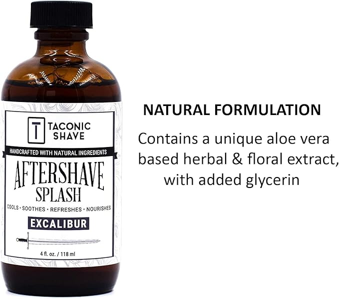 Taconic Shave Excalibur Aftershave Splash – Clean, Sophisticated Scent with Notes of Leather, Tobacco & Citrus – Alcohol-Free Men’s After Shave – 4 oz USA Made