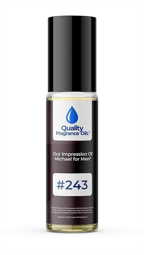 Quality Fragrance Oils' Michael for Men Impression #243 | Long-Lasting Perfume Oil, Alcohol-Free, Strong Scent, 10ml Roll-On | Affordable Alternative to Designer Fragrances