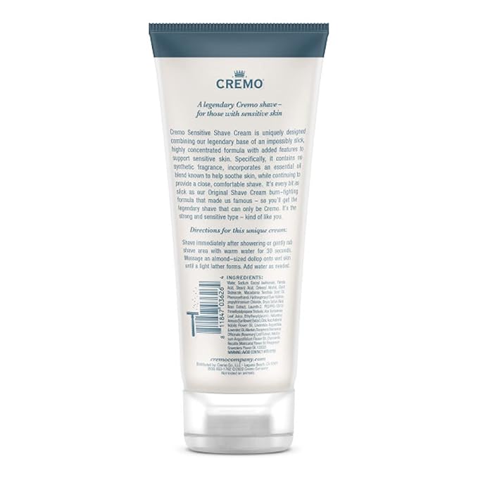Cremo Barber Grade Sensitive Shave Cream, Astonishingly Superior Smooth Shaving Cream for Men, Fights Nicks, Cuts and Razor Burn, 6 Fl Oz (Pack of 2)