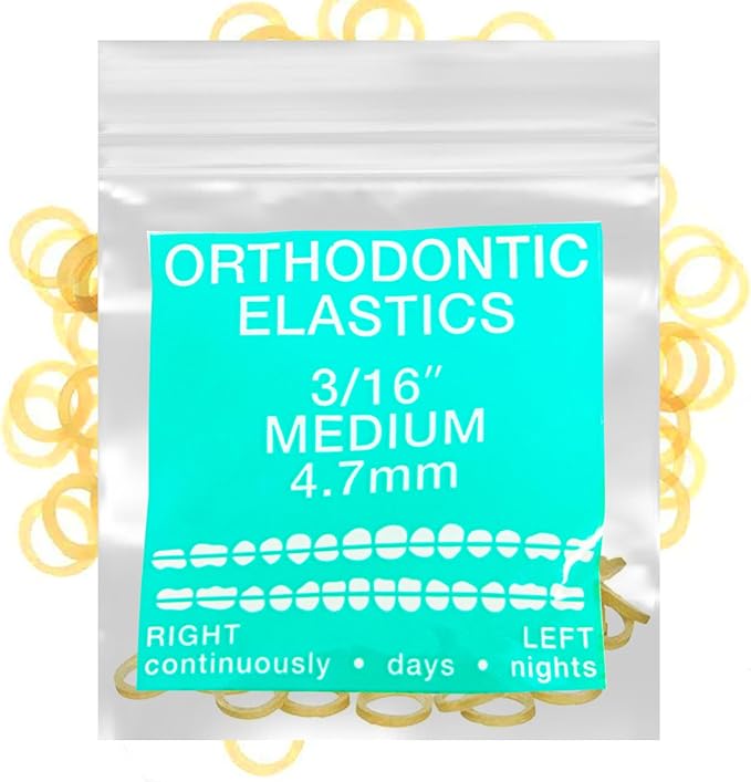 Amber Latex 100 counts, Intraoral Elastic Bands Orthodontic Elastics Dental Rubber Bands Made in US Medium 3/16'', Amber Latex