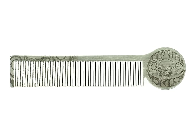 Handcrafted Steel Death Grip Mustache Comb For Handlebar Moustaches Pompadours Beards & Other Men's Hairstyles Silver Metalic