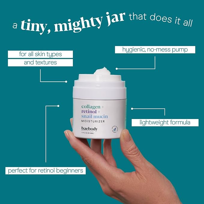 Baebody Collagen Retinol Snail Mucin Face Moisturizer with Hyaluronic Acid, Anti-Aging Face Cream for Fine Lines and Wrinkles, Anti-Wrinkle Cream for Face (1.7 fl oz)