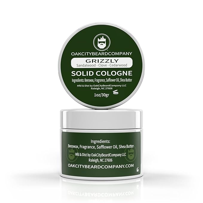 Oak City Beard Company - Grizzly - Solid Cologne - 1 Ounce - Sandalwood - Clove - Cedarwood - Citrus