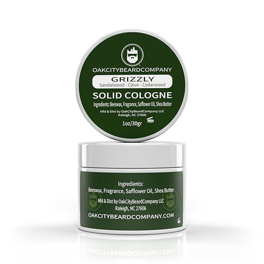 Oak City Beard Company - Grizzly - Solid Cologne - 1 Ounce - Sandalwood - Clove - Cedarwood - Citrus