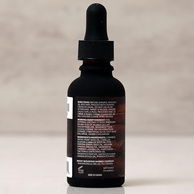 Pre-Shave Oil – with Sandalwood Essential Oil, Jojoba Oil and Argan Oil - Seven Oil Blend for a Smooth Shave by Rocky Mountain Barber Company – 1 floz