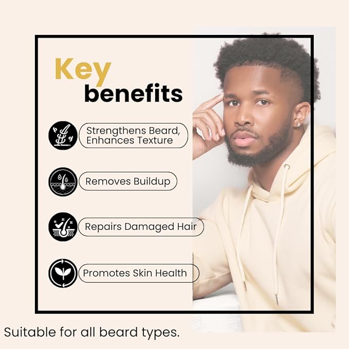 BASK & LATHER Beard Shampoo for Men, Beard Wash Gently Deep Cleans and Removes Buildup for All Hair Types, Conditioning & Hydrating Beard Care with Natural Ingredients, Sulfate Free, 6 fl oz
