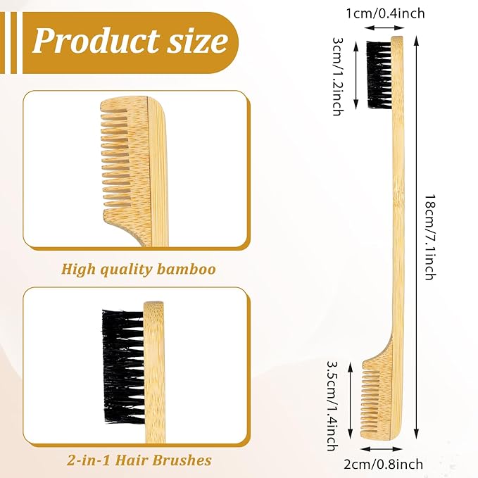 Edge Control Brush, 3 PCS Edge Brush Sturdy Mustache Brush for Men 2-in-1 Edge Hair Brush Comb Styling Gentle Care Tools Compact Curling Accessories for Curly Hair