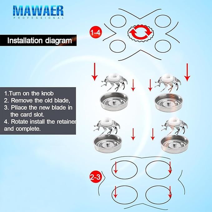 8 PCS Head Shaver replacement Blades for SKULL SHAVER Pitbull Carver PRO 4 Head Electric Razor Replacement head
