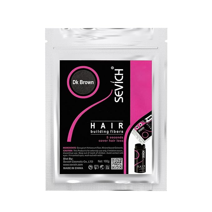 SEVICH Hair Building Fibers 100g - Instant Hair Thickening Powder for Thinning Hair, Natural Keratin Fibers for Men & Women, 5-Second Coverage, Unscented, Dark Brown