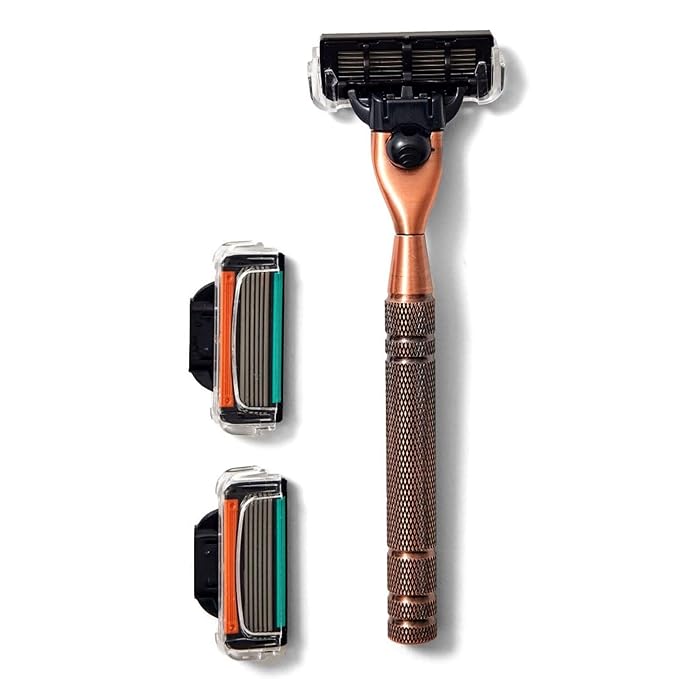 Jack The Barber Men Razors For Shaving 6 Blade Razor Kit, Cartridge Razors For Men Multi-Blade Metal Handle, Alternative To 4 Blade Razors For Men