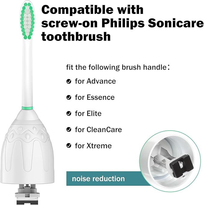 Replacement Toothbrush Heads for Philips Sonicare E-Series/Essence/Xtreme/Elite and Other Screw-on Electric Toothbrush Models, 12 Pack, Dupont Bristles