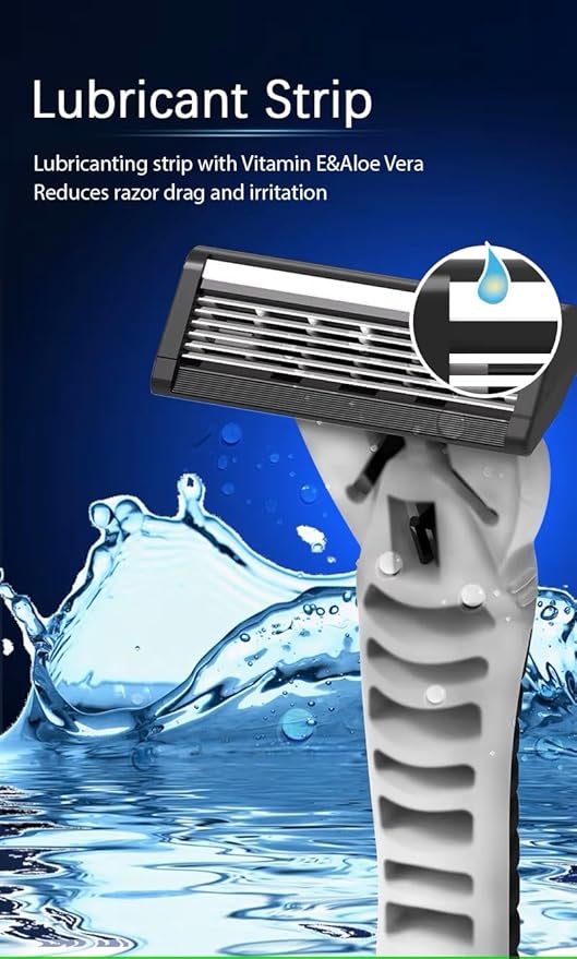 Max A Series 6 Stainless Steel Razor Blades With Pivoting Head, Lubricating Strip Super Comfort Razor For Men Shaving, 3 Pack.