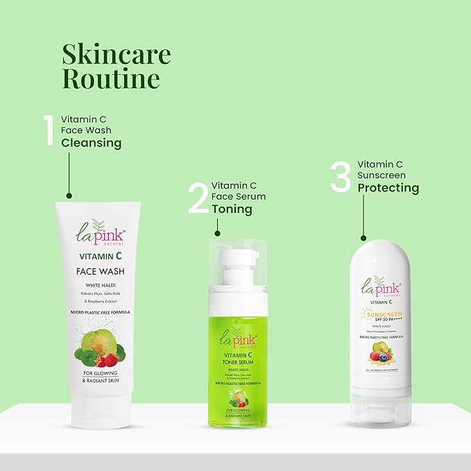 La Pink Vitamin C Sunscreen For Men and Women | SPF 50 PA++++ UVA + UVB, Hydration & Moisturization 100% Microplastic Free Formulation | Non Greasy | Zero White Cast | 50gm