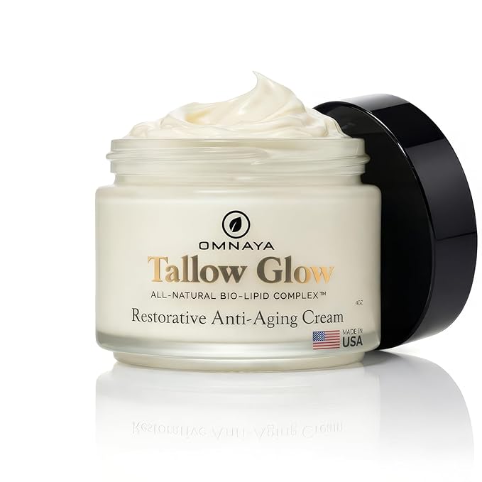 Organic Premium Grass Fed Beef Tallow for Skin Cream - With Bakuchiol & Gotu Kola for Anti-Aging, Face & Body Cream with Jojoba, Honey, Greek Olive Oil 4oz