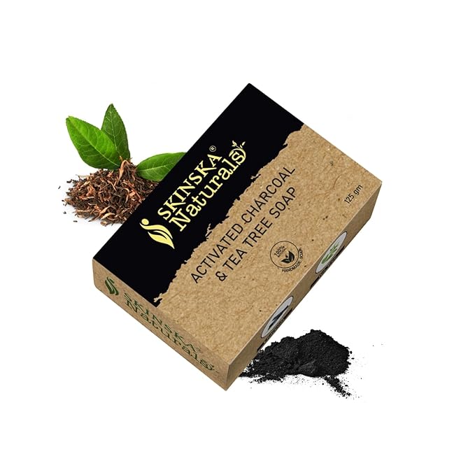 Charcoal Tea Tree Body Soap, Deep Moisturizing Soaps Cleanser with Glycerin & Aroma Oil, Refreshing Bath Bar Soap for Clarified Skin Texture & Clean Feel for Men & Women – 4.40 oz