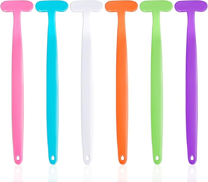 6 Pack Tongue Scraper, Plastic Tongue Cleaner Brush for Adults Tongue Scrubber for Better Breath Dental Oral Care Supplies (6 Pcs Tongue Scraper)