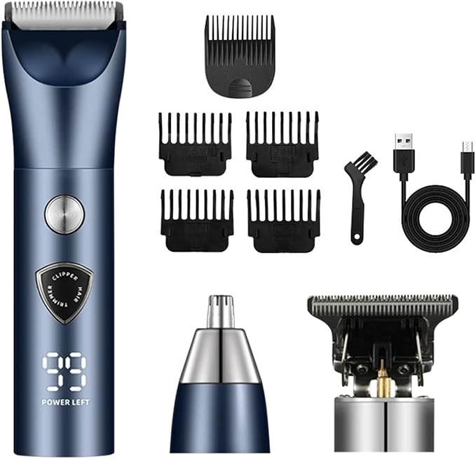 Body Hair Trimmer for Men - Electric Male Hygiene Grooming Shaver - Hair Razor Nose Trimmer Clippers - 3 in 1 Groin Groomer IPX5 Waterproof LED Display Remover for Chest Back Armpit