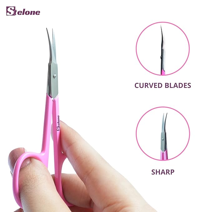 Cuticle Scissors Extra Fine Curved - Stainless Steel Professional Manicure Scissors Curved Finely Pointed & Thin Build - Perfect for Dry Skin, Frayed Tissue, & Tiny Hangnails