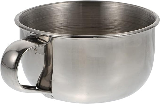 LIFKOME Stainless Steel Shaving Soap Bowl Bubbling Bowl Handle for Men Shaving Mugs Bubble Brush