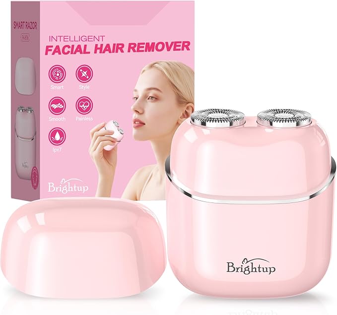 Facial Hair Removal for Women - Painless Electric Face Shaver for Peach Fuzz & Sensitive Skin, USB-C Rechargeable Hair Remover for Upper Lip & Chin,IPX7 Mini Portable for Smooth Skin at Home & Travel
