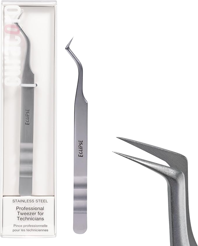 Curacoro Lash Tweezers for Eyelash Extensions - LashSmith 90° Tweezer for Easy Fan, Promade Fan & Multi-layered Lashes