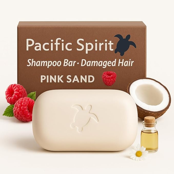 Shampoo bar for damaged hair hair with Coconut Oil & Raspberry Extract, Sulfate-Free, Soap-Free, Zero Waste, Vegan, Eco-Friendly, 3.53 Oz