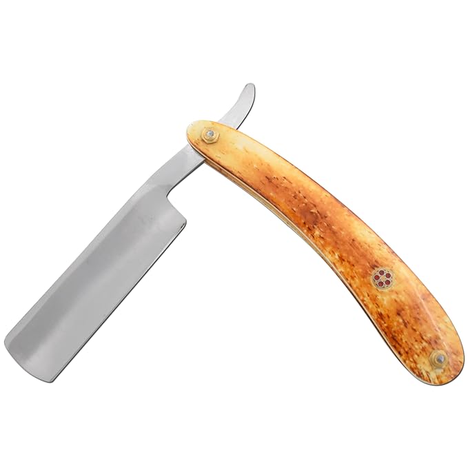Straight Razor | Straight Edge-Razor Red Wood & Bone Handle- Sharp | High Hardness Stainless Steel Cutthroat Straight Edge Blade | Barber Razor (219)
