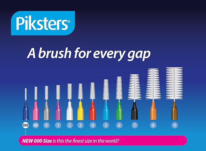 Piksters Interdental Brushes, 10 pk, Size 1, Interdental Tooth Brush for Tight Gaps, Gum Soft Bristles for Plaque Removal, Safe for Braces