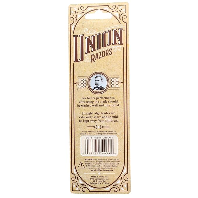 Union Razors SR3 Straight Edge Razor with Smooth Black Handle