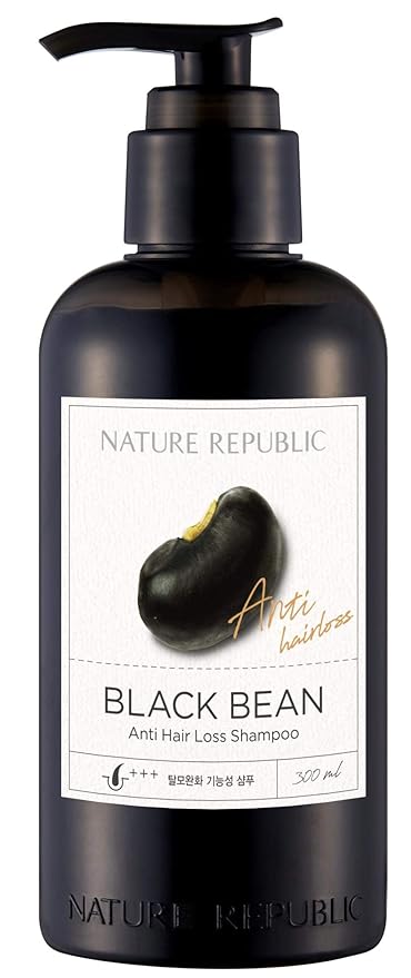 Nature Republic Black Bean Anti Hair Loss Shampoo - Effective for Thinning Hair and Hair, Gloss, Nourish, Hydration, Shine 300ml /10.14 Oz