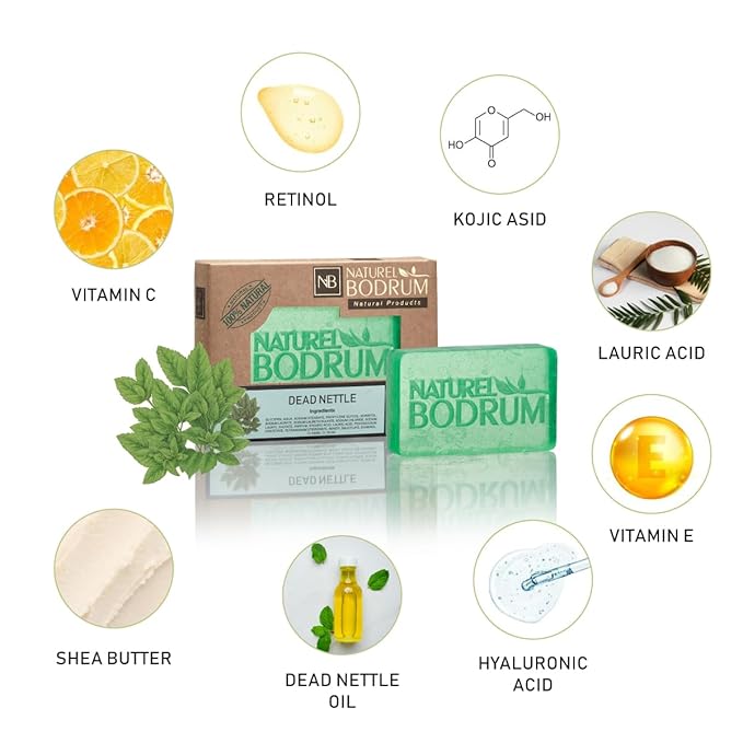 Dead Nettle Organic Soap Bar for Women and Men, Pack of 4 Glycerin Soap Bars - Botanical Body Bars – Gentle Herbal Cleanser - Natural & Vegan Spa Gift, for All Skin Types
