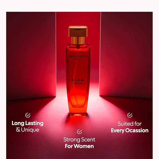 BellaVita Luxury DIVA Eau de Parfum (100ml) Womens | Refreshing perfume for women, Notes of Lemon, African Orange, Freesia, Patchouli, & musk | French Perfume for Women | Cologne & Perfume Gift