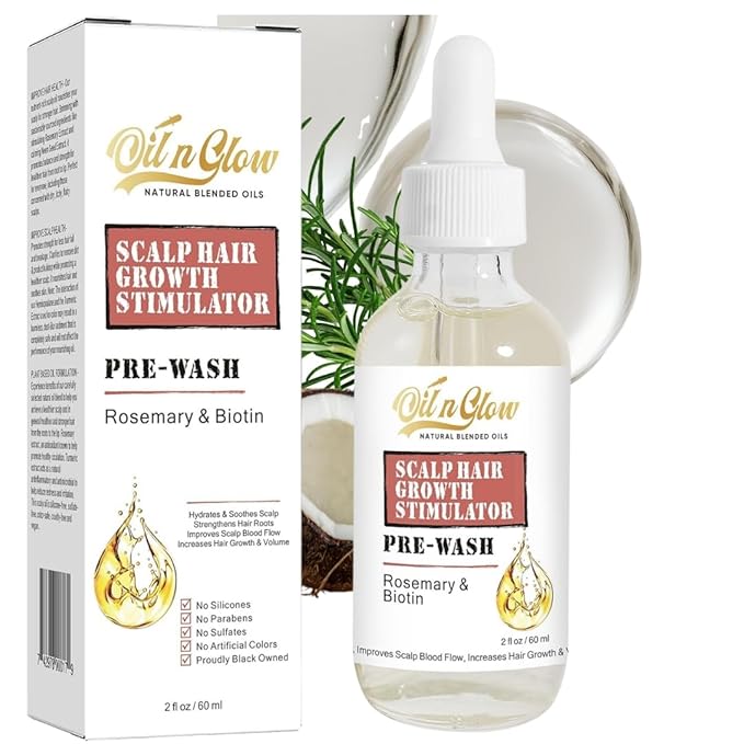 Pre Wash Hair Oil – USDA Certified Organic Scalp Oil Hair Growth Treatment with Rosemary & Biotin, Pre-Shampoo Serum for Thinning Hair & Hair Loss – 2 Fl Oz