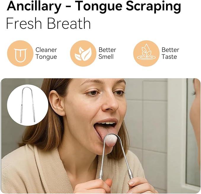 JTF Sonic Electric Toothbrush for Adults: 6 Brush Heads, Travel Bag, Tongue Scraper, 5 Brushing Modes for Teeth, Smart Timer and IPX7 Waterproof, Rechargeable Toothbrush for Deep Cleaning & Whitening