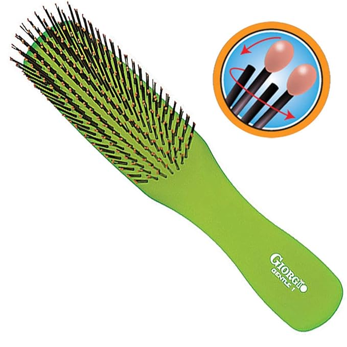 Giorgio GIO1 Gentle Hair Brush Dresser Size. Wet & Dry Pro Hair Brush Detangler. Soft for Sensitive Scalp. Good For Men Women & Kids All hair lengths. Durable and Anti-Static. (Set, Green)