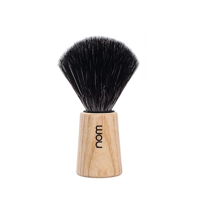 NOM Theo Shaving Brush | Vegan Shave Brush for Shaving soaps and creams | sustainable eco-friendly and reusable | Exfoliating Shaving Brush | Pure Ash handle