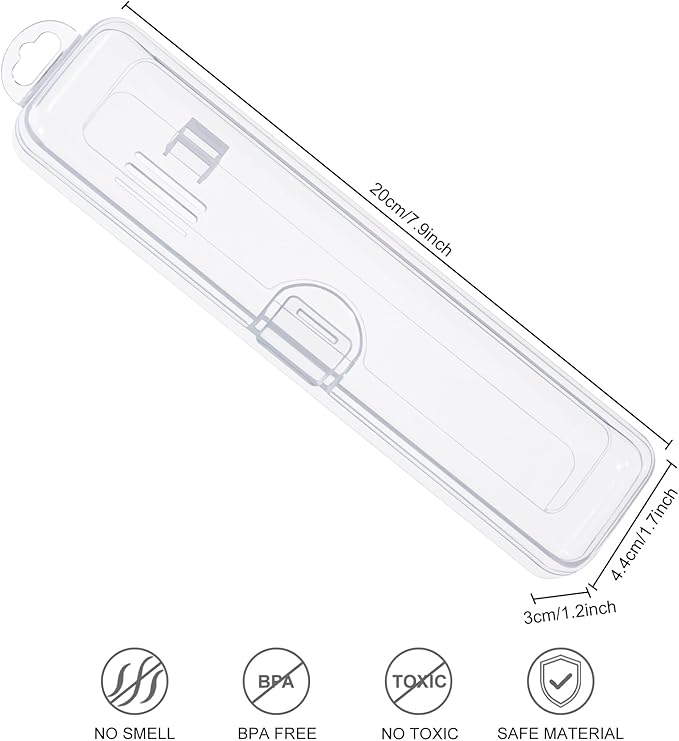 Yeeco Toothbrush Case 2 Packs, Transparent Toothbrush Travel Case, Plastic Toothbrush Holder Travel Size, 7.87 x 1.85 x 1.18 inches Portable for Traveling,Clear