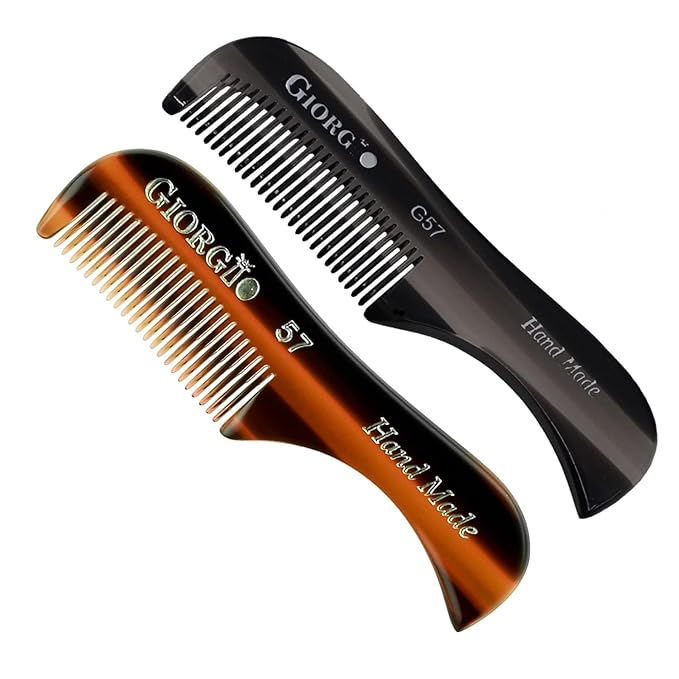Giorgio G57 Extra Small 2.75 Inch Men's Fine Toothed Beard and Mustache Comb for Facial Hair Grooming and Styling. Wallet Pocket Comb Handmade of Quality Durable Cellulose, Saw-Cut and Hand Polished