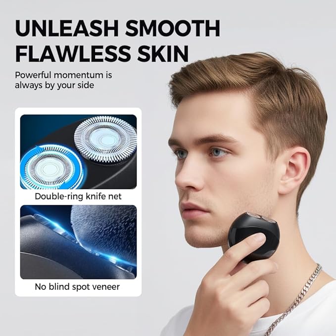 Portable Multifunctional Electric Shaver, USB Mini Shavers for Men, Rechargeable Electric Mini Portable Razor, Washable Double Head Razor, Waterproof Compact Electric Shaver for Home, Travel (Silver)