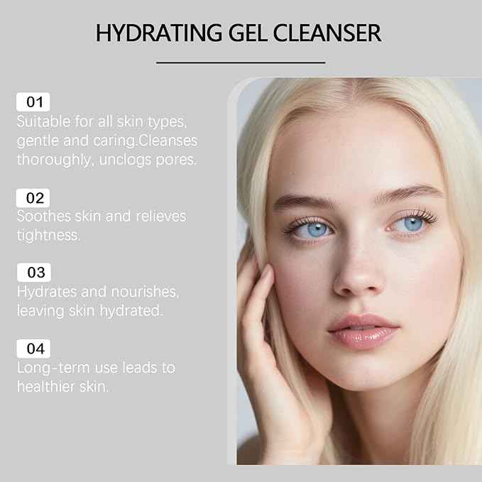 PDRN Face Wash, Korean Hydrating Facial Cleanser with Collagen, Deep Pore Cleansing Foam, Daily Gentle Face Wash for Women & Men Sensitive & Dry Skin Care