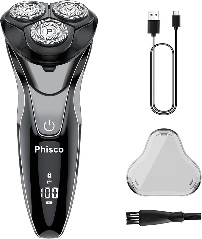Electric Razor for Men with Pop-Up Trimmer, Rechargeable IPX7 Waterproof Electric Shaver, Fast Charging Shavers for Men, 120Mins Runtime, Gentle on Sensitive Skin