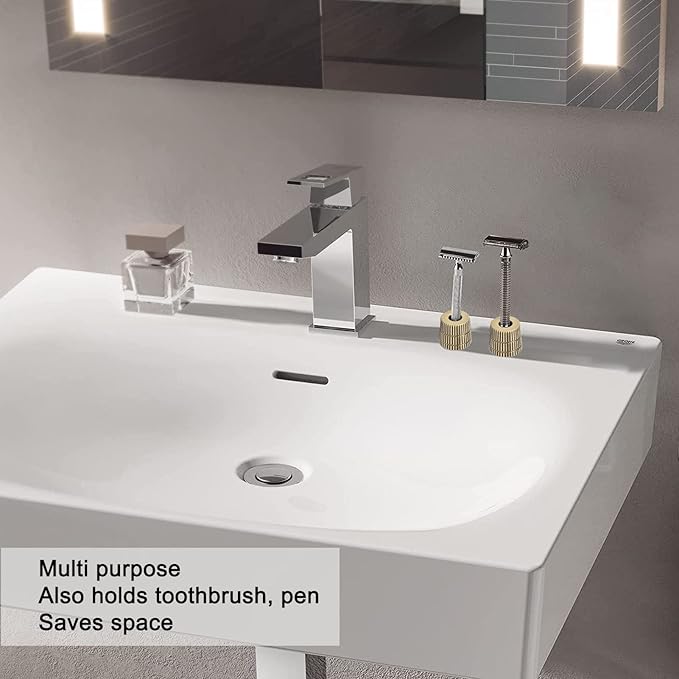 Metal Shaving Stand Base, Lightweight Slip Resistant Save Space Keep Dry Razor Holder, Brush & Toothbrush Pen Stand