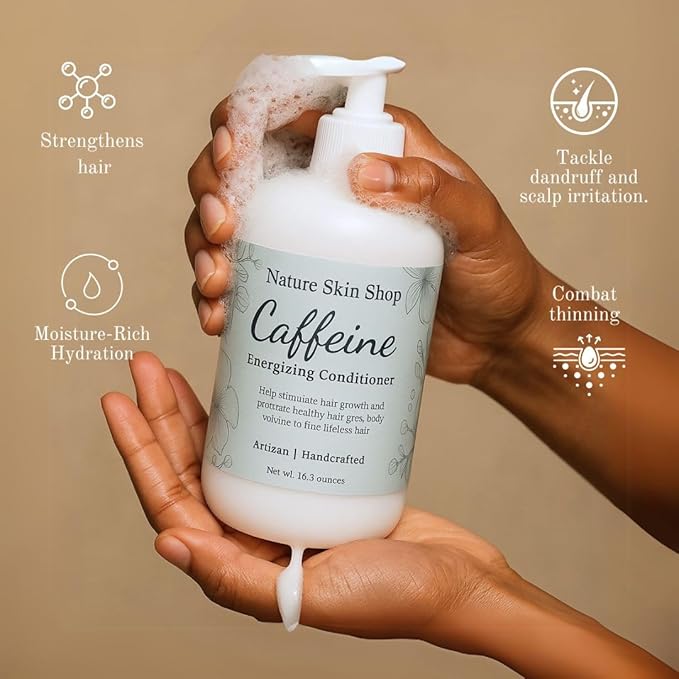 Nature Skin Shop Caffeine Energizing Conditioner (Salon Size, 16.5 Ounce), Treatment for Hair Growth and Thinning, Volume Boost for Fine & Flat Hair, Sulfate-Free