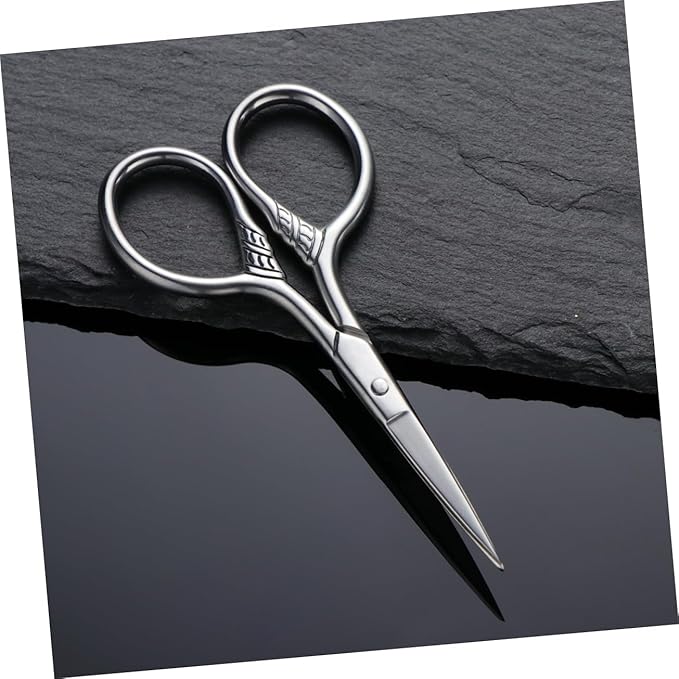 FRCOLOR Stainless Steel Beard Shears for Men Durable Mustache Scissors Precision Facial Hair Trimming Grooming Tool with Rust Resistant Silver