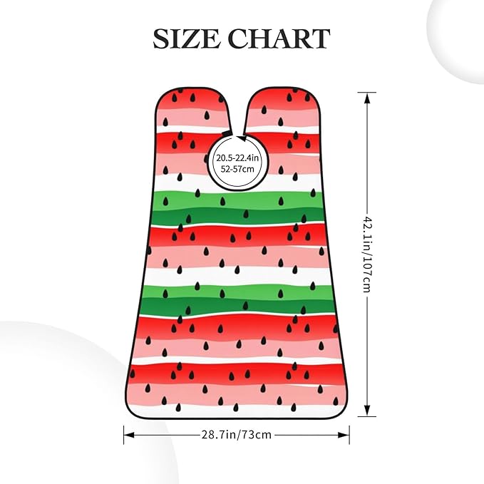 Non-Stick Beard Shaving Bib, Hair Catcher Apron with Suction Cups, Waterproof Grooming Tool for Men Husband, Watermelon Red Green Stripes Shave Bib