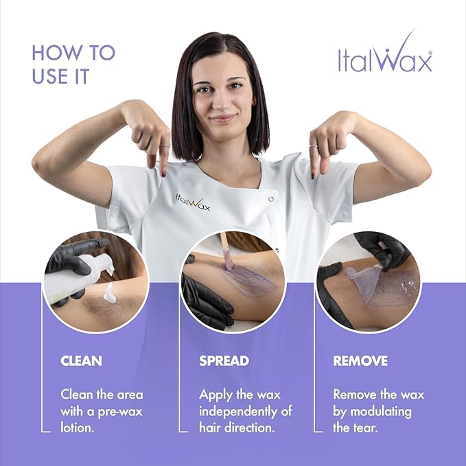 Italwax Top Line Orchid Jelly Wax 1.65lb (750g) – Transparent Fast-Setting Violet Gel with Strong Grip and floral fragrance, Ideal for Bikini & Underarms, Elastic and Easy to Control – Made in Italy