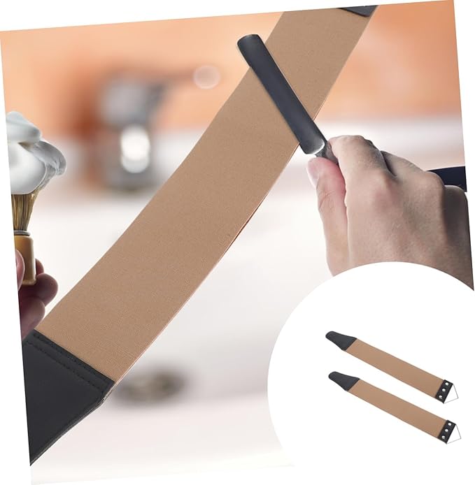 PartyKindom 2pcs Double-sided Shaver Sharpening Strop Practical Razor Strop for Barber Shops Home Use for Straight Razors Blades Easy to Hang Random Colors