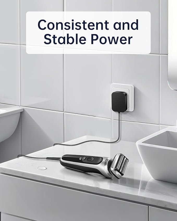 WUKUR 12V Charger Compatible with Braun Shaver Series 3/7/5/1/9, Charging Cord for Braun Electric Razor Shaver Trimmer 3040s, 310s, 340S, 5190cc, 5040s, 740S, 7865, 9290cc, 9095cc Replacement Adapter